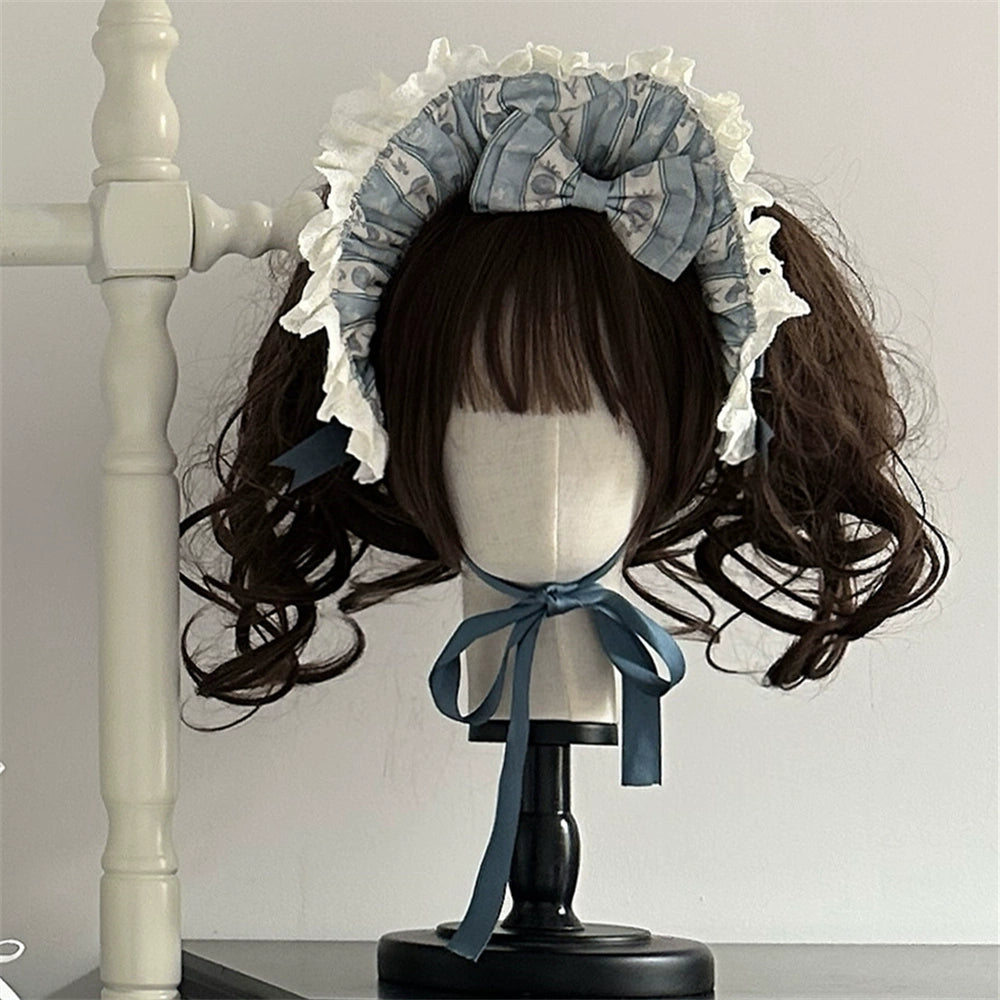 Babyblue~Animal Dinner Handle~Sweet Doll Lolita Headband BNT Bow Trailing Clips Free size BNT (without clips) Only