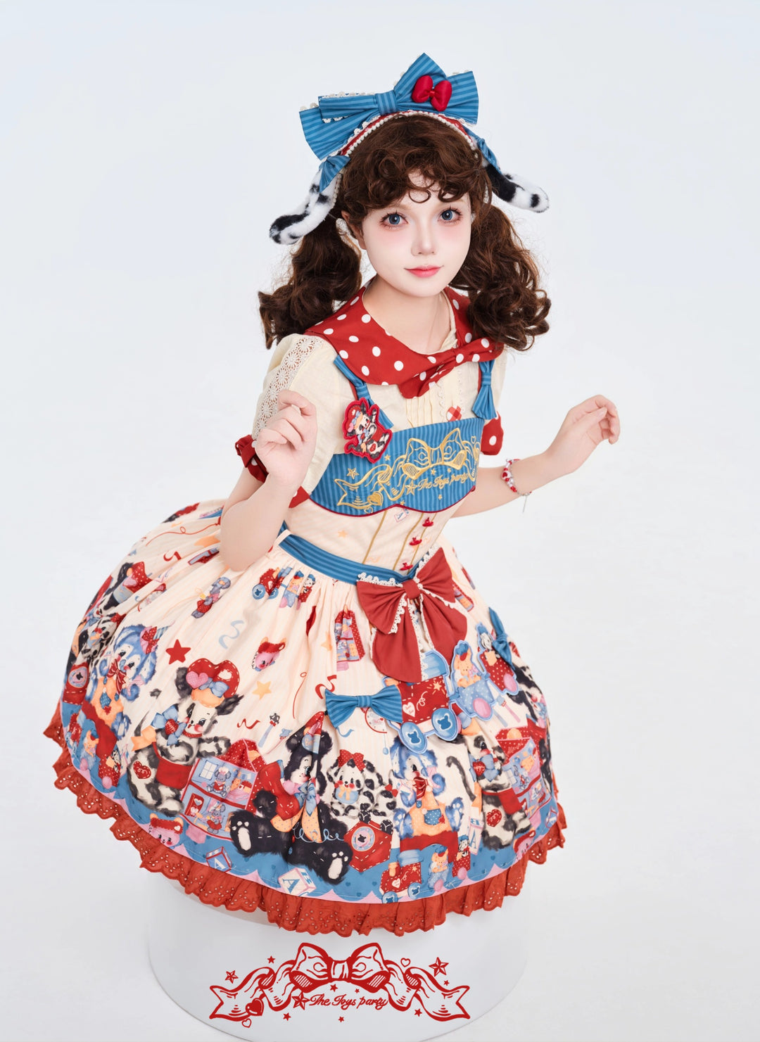 Star Fantasy~The Dogs Party~Kawaii Lolita Dress Set with JSK Salopette and Shirt