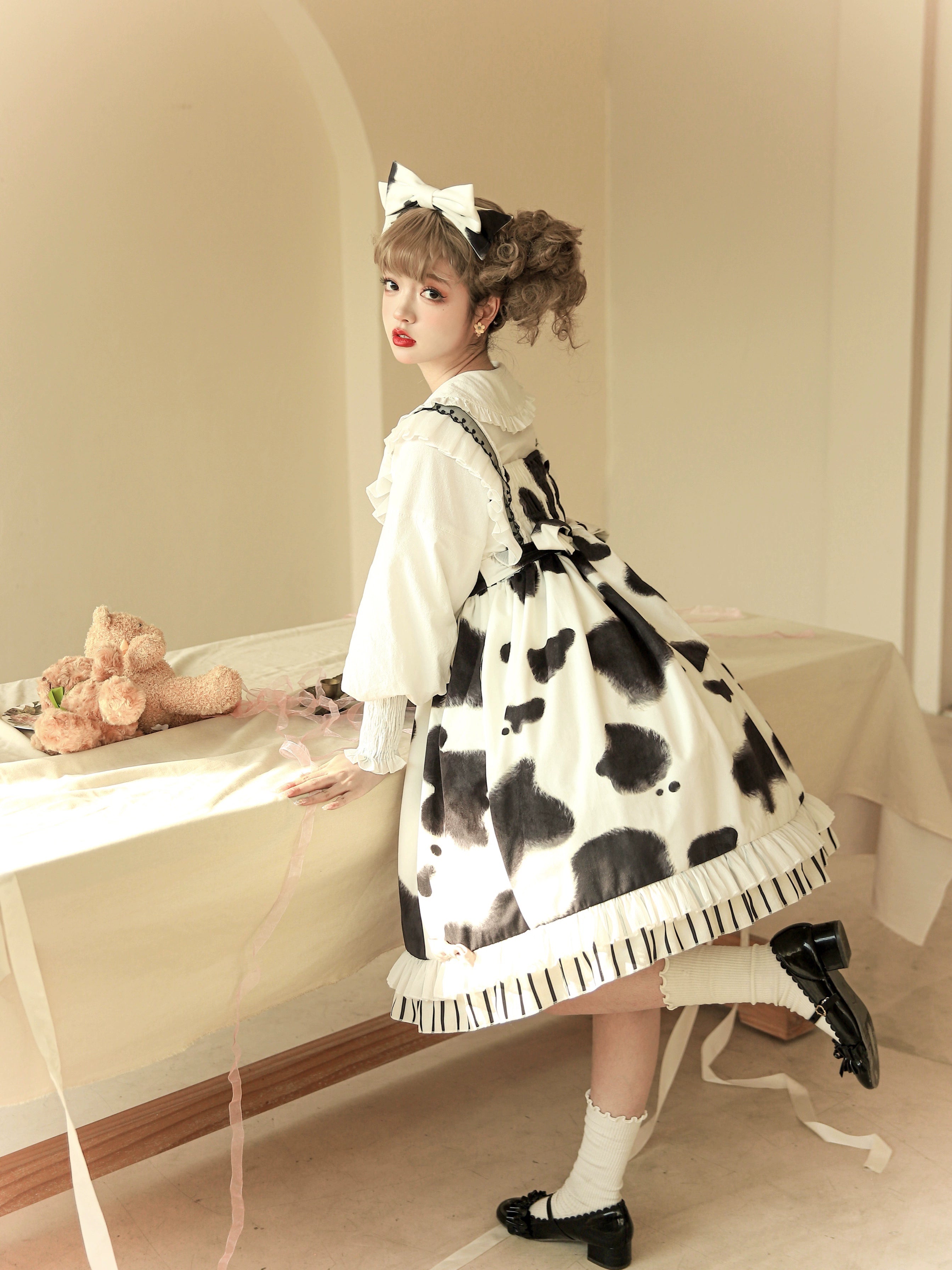 Polaris Lolita - Milky Dango - Cow Spot Kawaii Lolita JSK, Side Pockets 44304:803742