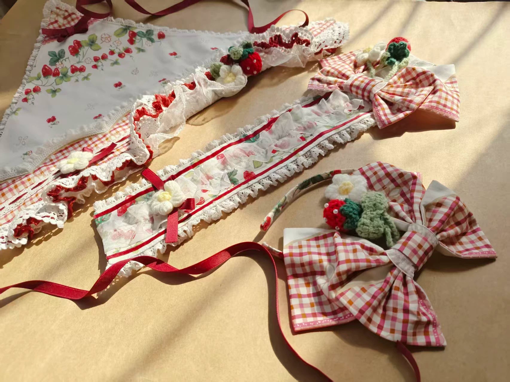 Cranberry and Lucky Clover - Cotton Sweet Lolita JSK Dress, Strawberry and Floral Print 45296:846320