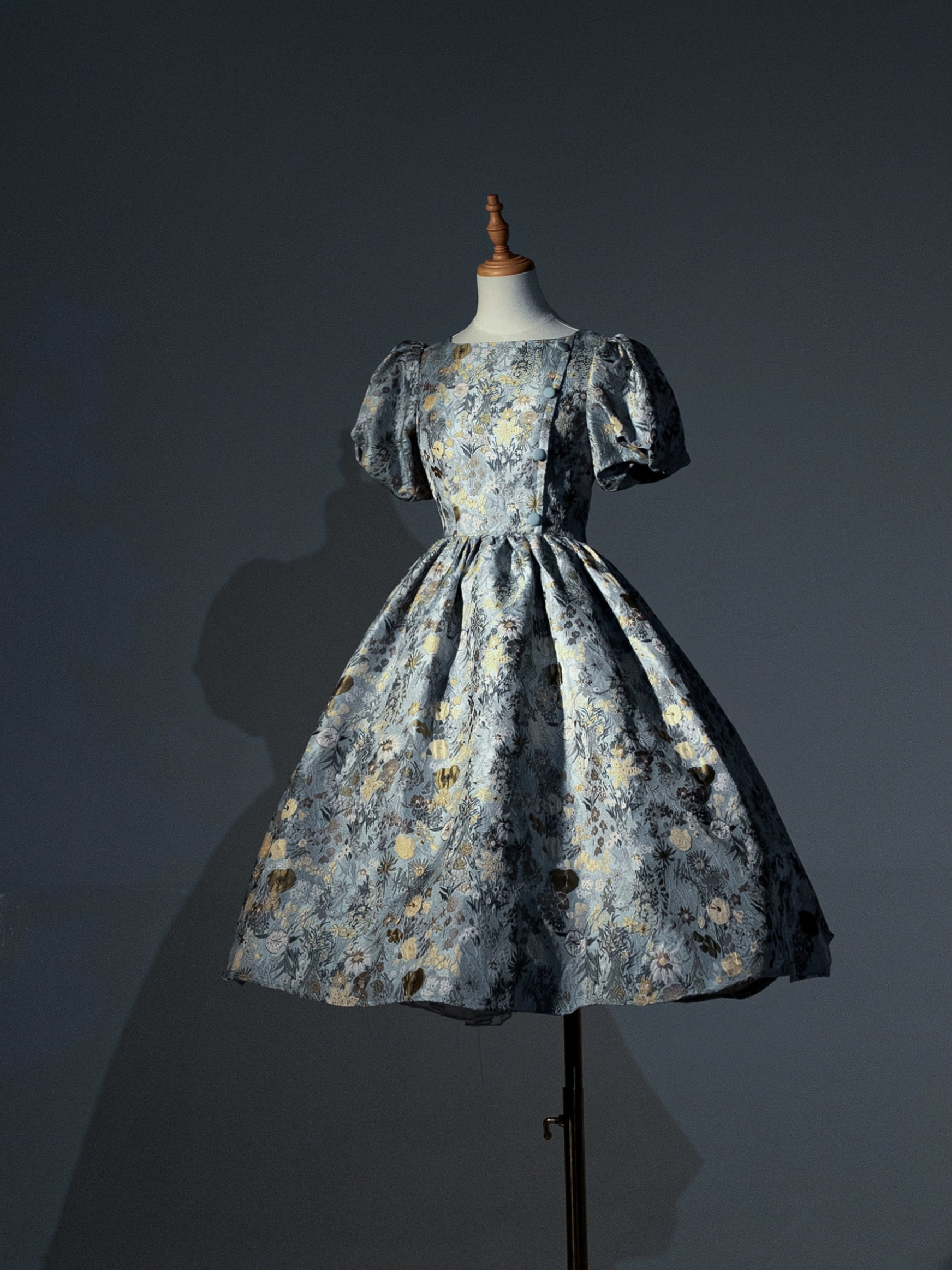 ZJstory - Gilded Years 4.0 - Retro Lolita Dress Suit Elegant Lolita Coat Set S Blue Flower OP Only