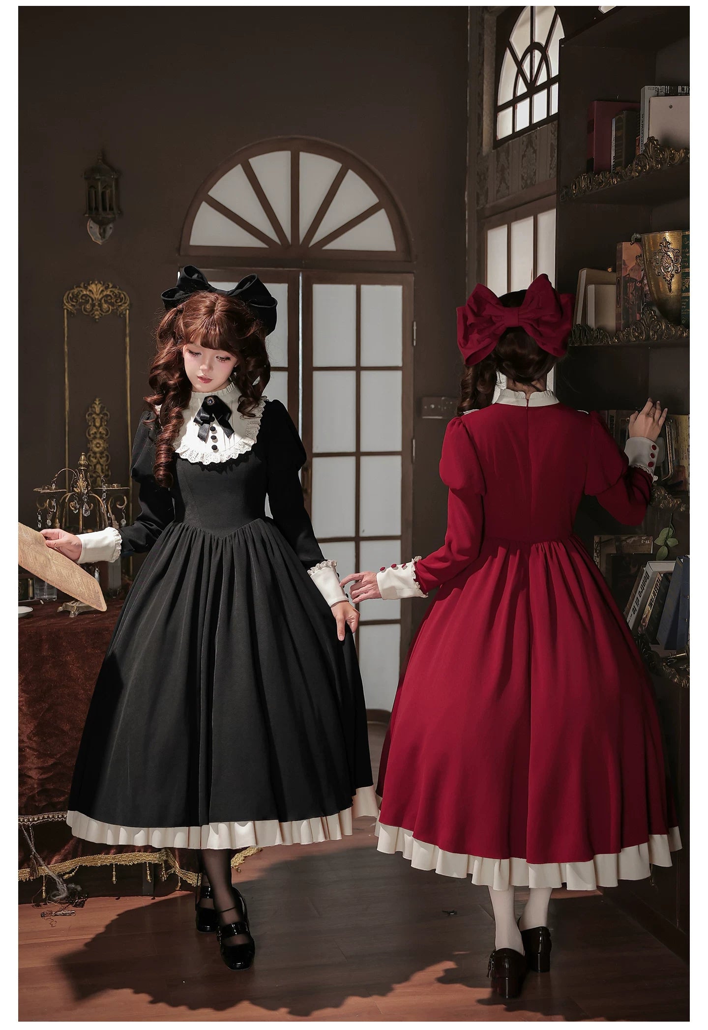 Miss Lita - Classic Lolita Maid OP Dress, Adjustable Flutter Sleeve Apron 45858:865788