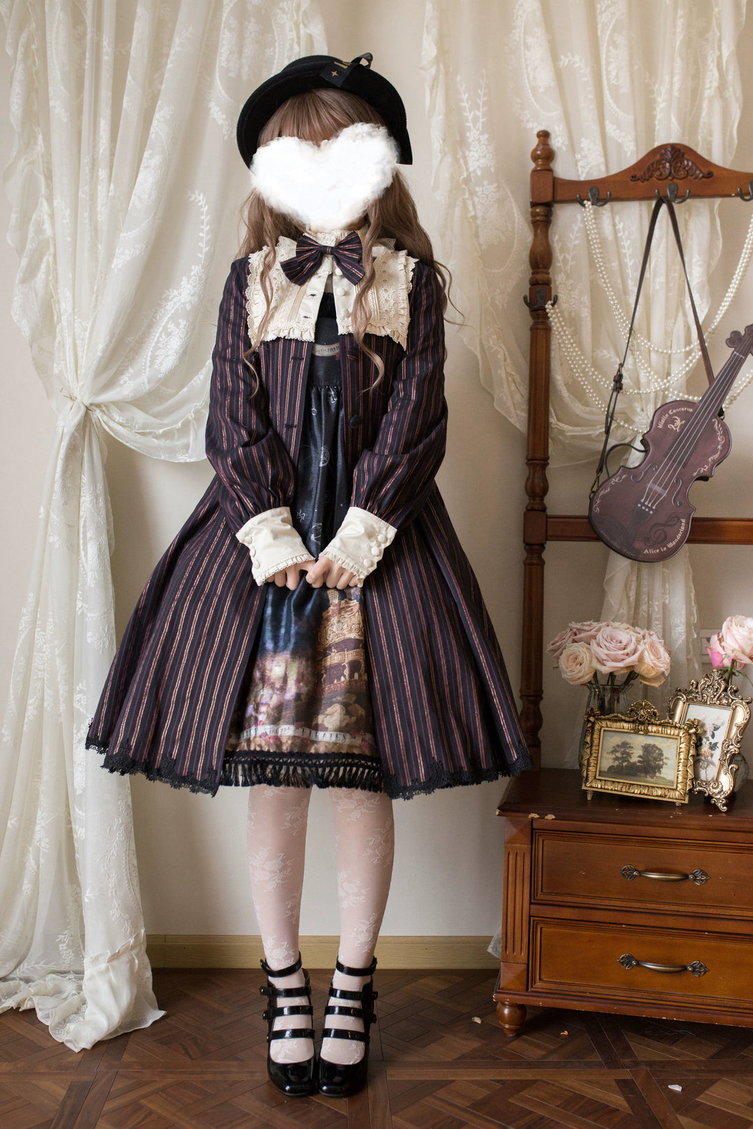 Strawberry Witch~Daily Lolita Coat Sherlock Style Lolita Coat Striped OP 34536:473194