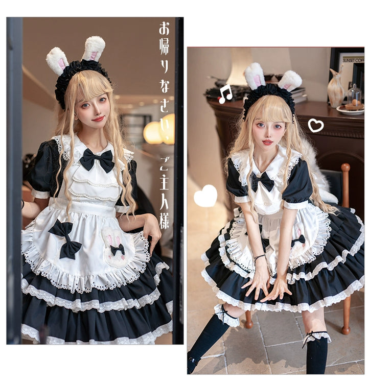 OCELOT~Leopard Bunny~Classic Maid Lolita OP with Apron and KC