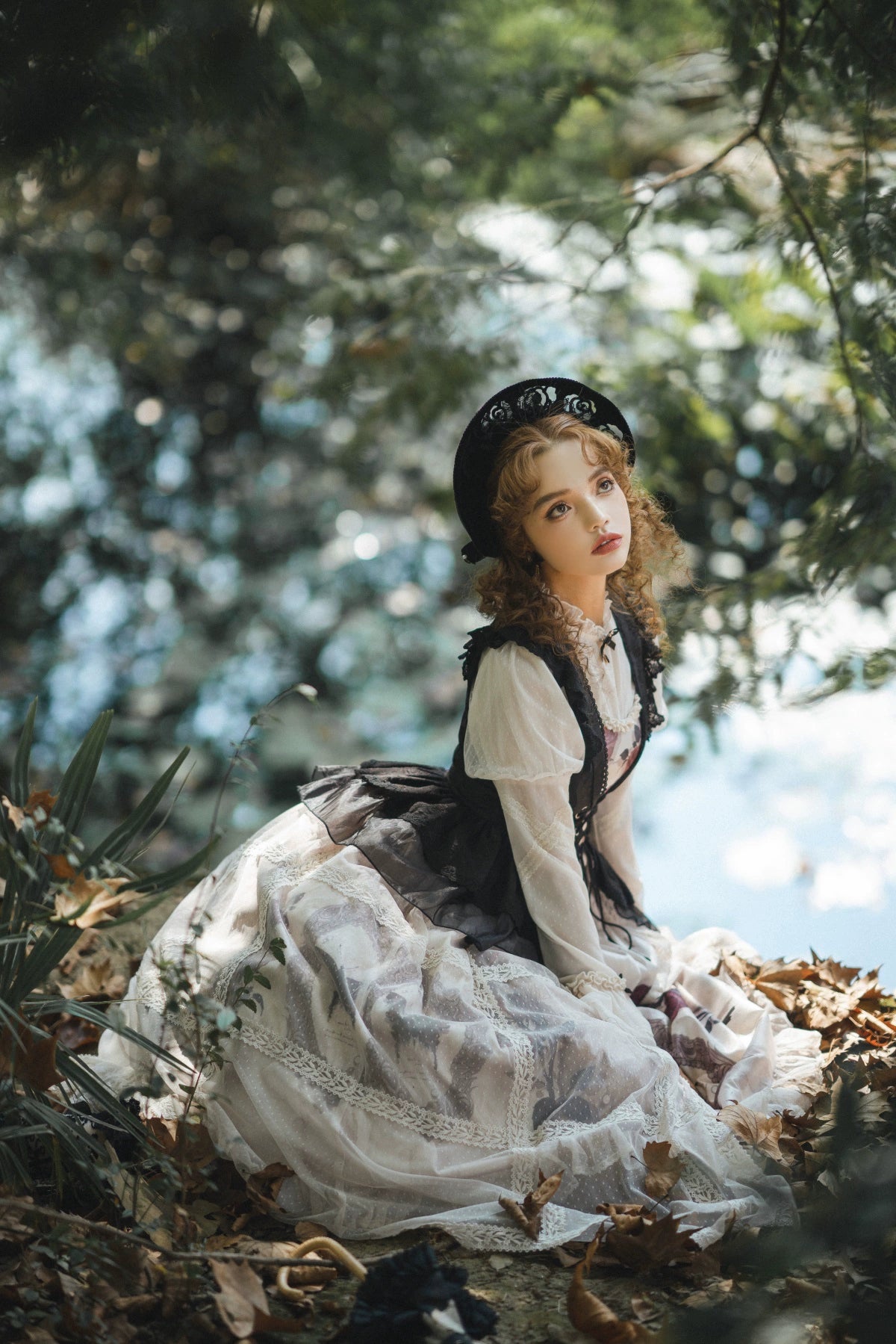 (BFM)Sweet Date~Classical Lolita Rose Print Princess Dress Set   