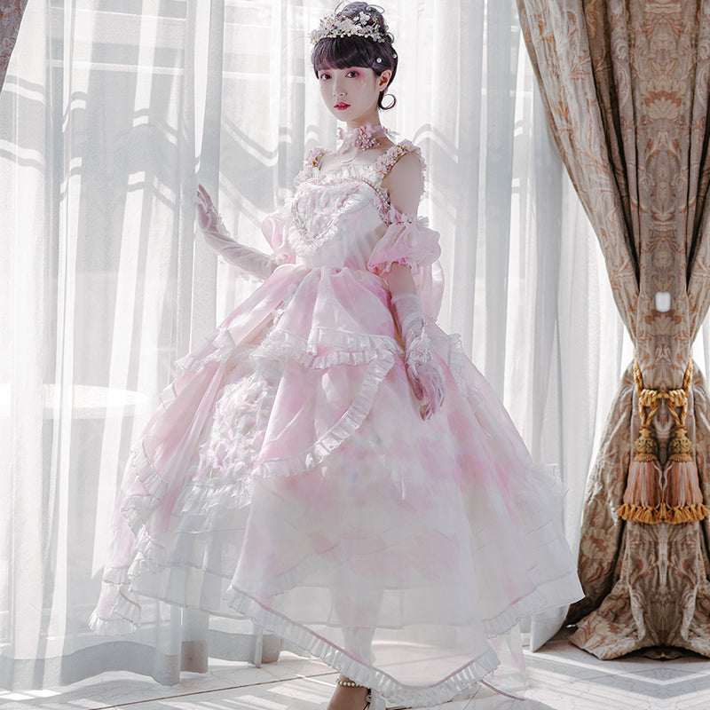 Cat Fairy~The Little Swan of Ballet~Elegant Lolita Flower Bride JSK   