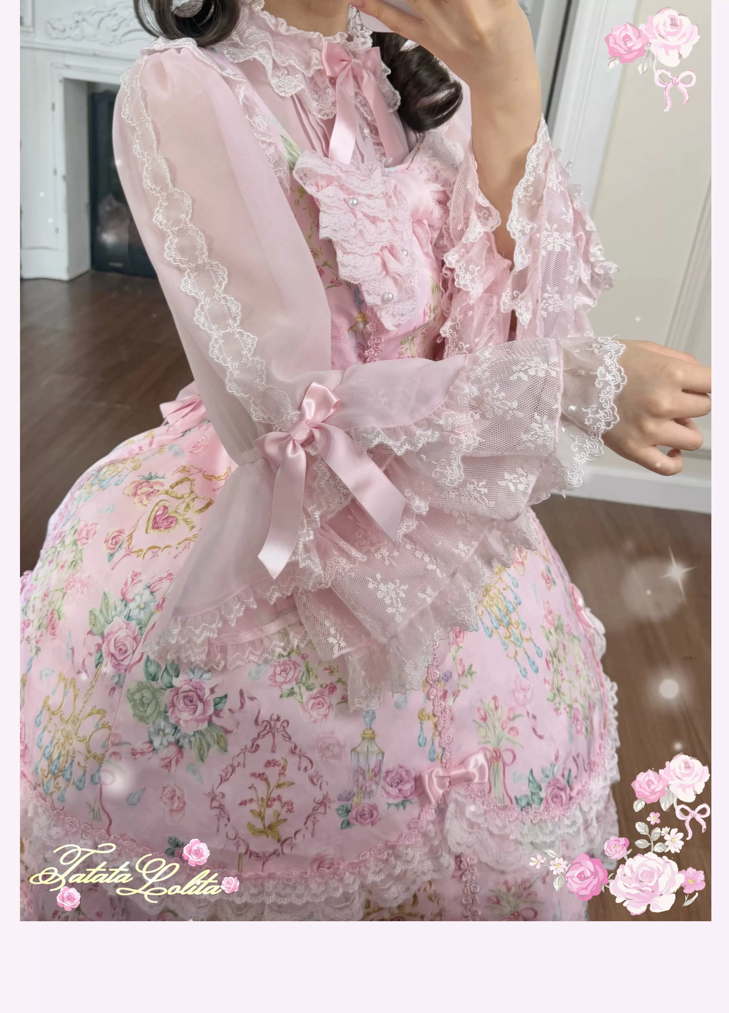 Spring 2025 - Old School Lolita Floral Print JSK Dress, Doll-Like OP 45247:842774