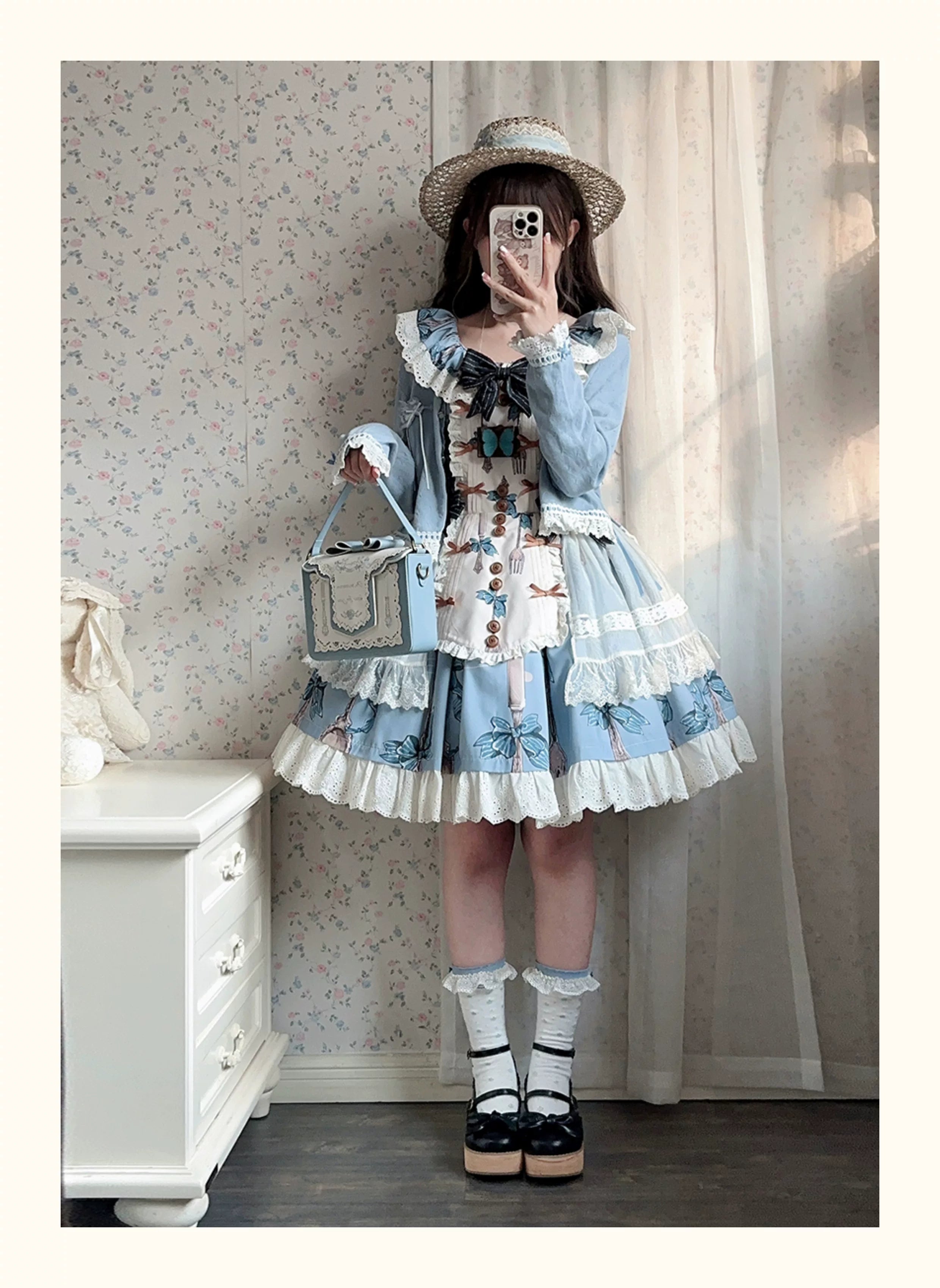 Witch's Banquet - Printed Doll-like Sweet Lolita OP, Apron-like Front 44634:816898