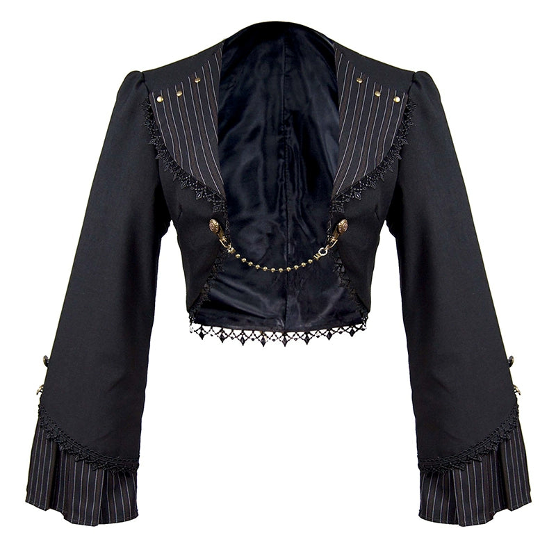 Mr. Yi's Steam Continent - Gothic Lolita Cardigan Long Sleeve Black Short Jacket black M