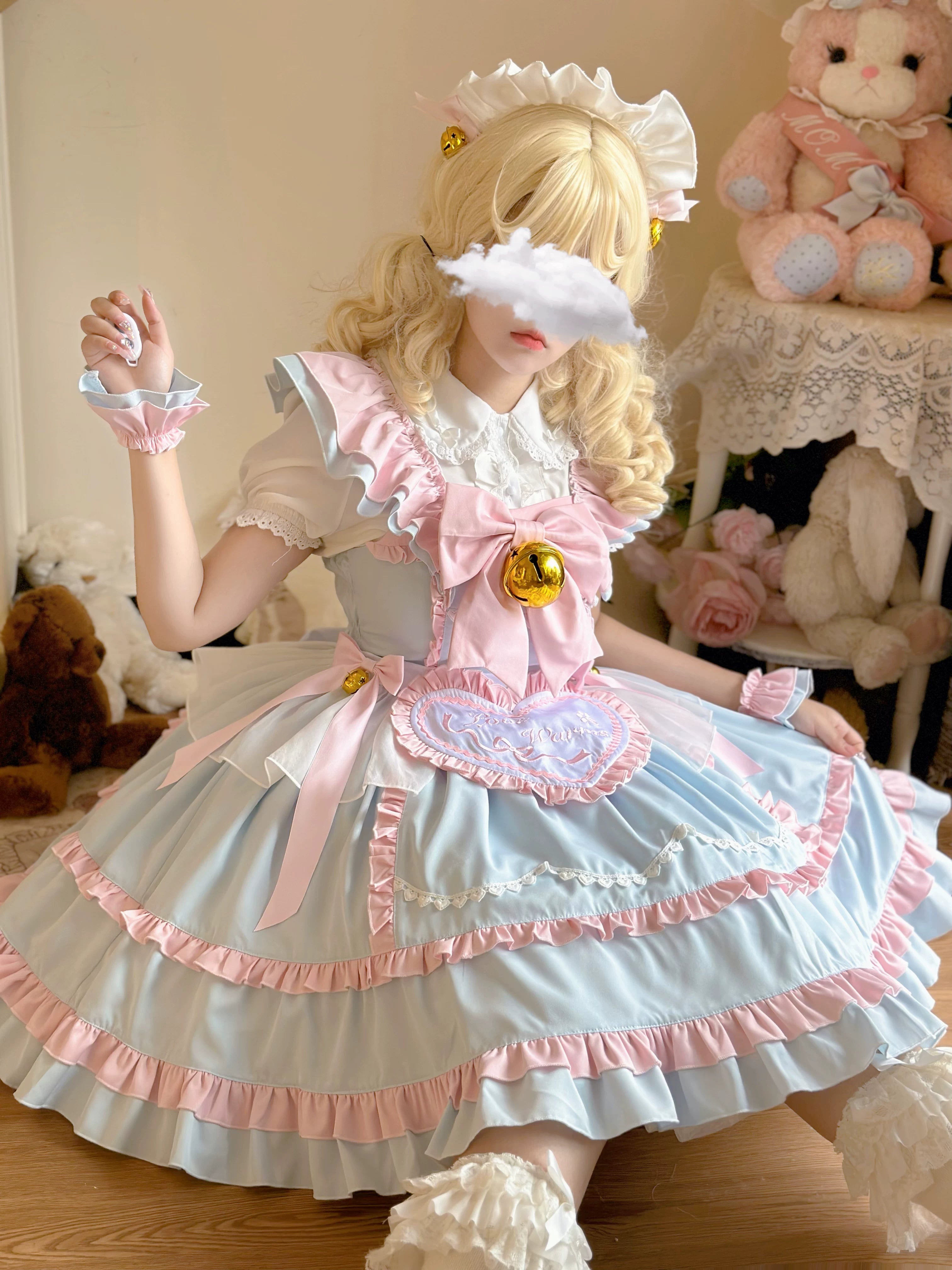 Sweetheart Chef - Sweet Lolita JSK Dress, Bell & Detachable Heart-shaped Apron