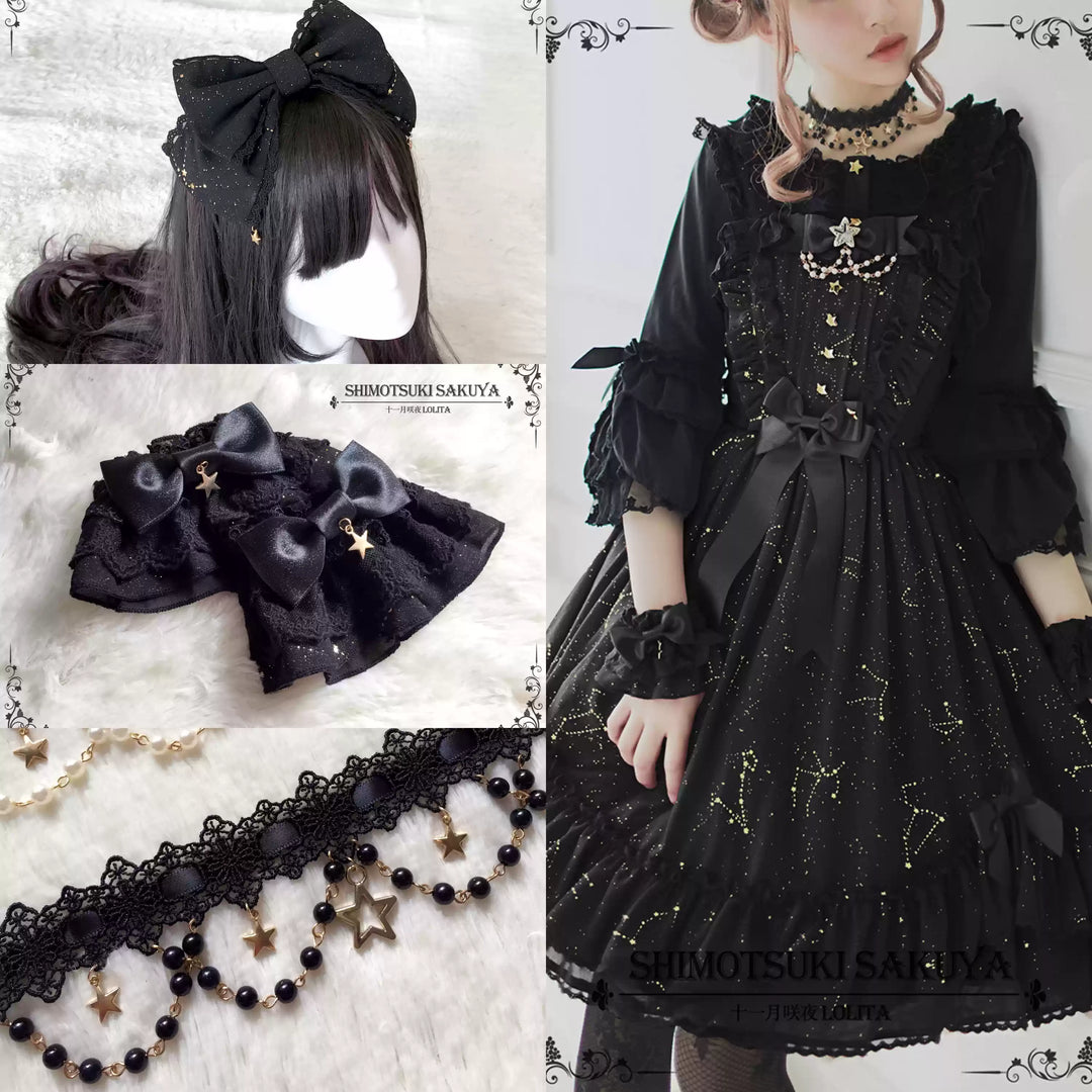 Sakuya Lolita~Whisper Of Stars~Constellation Foil Printing Elegant Lolita High Waist JSK Dress   