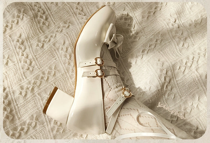 (BFM)Sheep Dairy~Elegant Lolita Shoes Mid-Heel Square Toe   