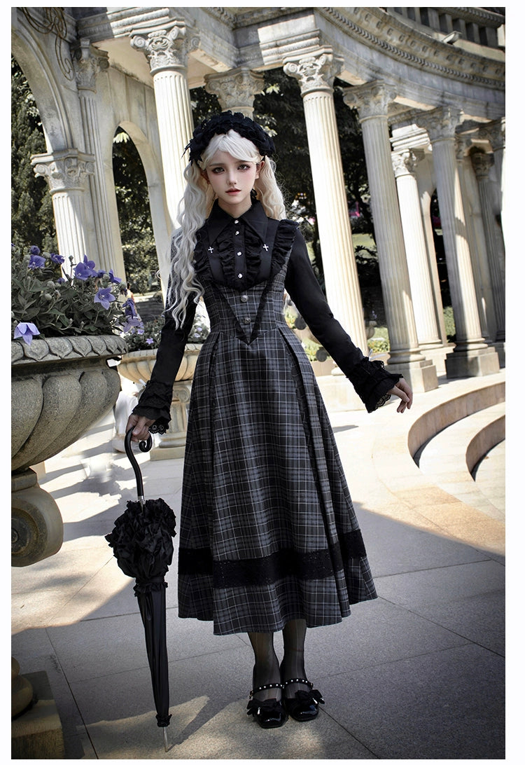 With PUJI~Ming Stationery~Gothic Lolita Bustier Dress and Shawl Set Lolita Blouse