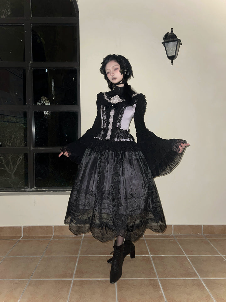 AuroraBorealis~Moonshadow~Gorgeous Wedding Lolita Dress Set Embroidered JSK SK and Bodice