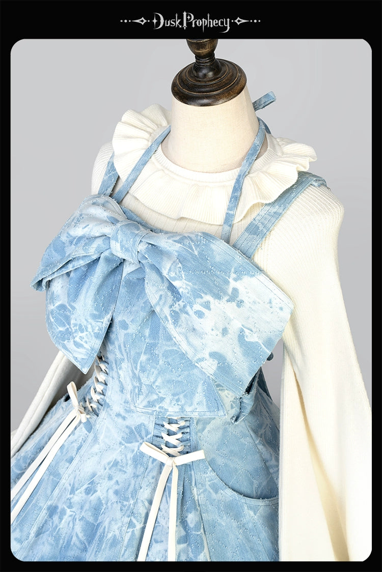 DuskProphecy~Egret 2.2-3.1 Version~Sweet Lolita Denim JSK Bust-Supporting Dress