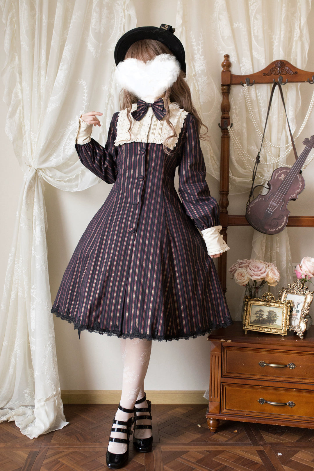 Strawberry Witch~Daily Lolita Coat Sherlock Style Lolita Coat Striped OP (2XL L M S XL) 34536:473242