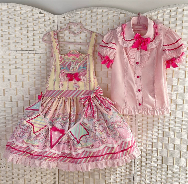 Letters from Unknown Star - Candy Park - Sweet Lolita Print Jumper Dress S Yellow salopette only
