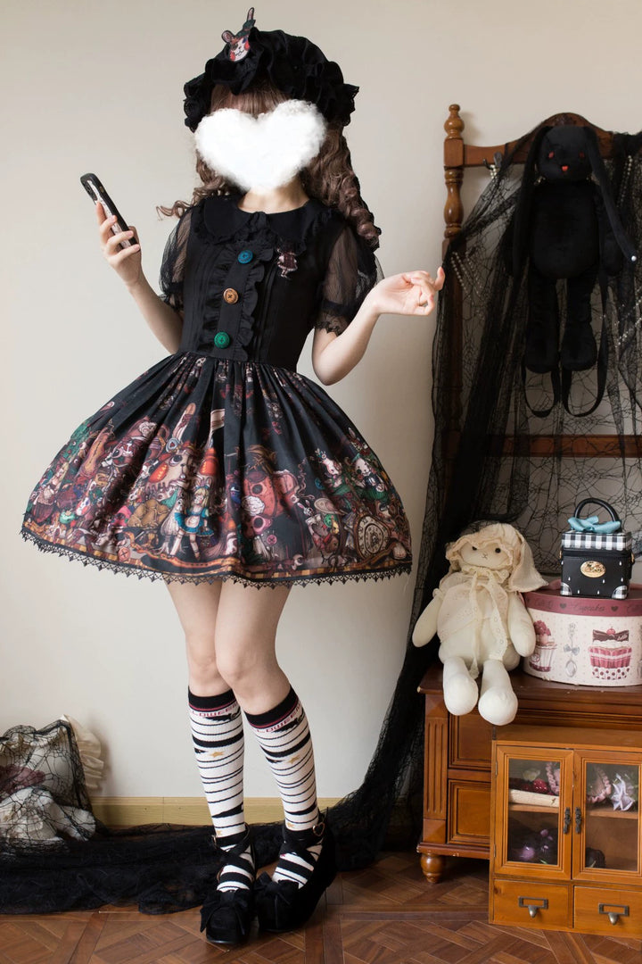 Frozen in time~Rabbit Kingdom~Gothic Lolita JSK Suit Printed Lolita Dress