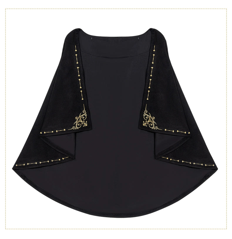 (BFM)YingLuoFu~College Style Lolita Cape Gold Embroidery Cloak Set   