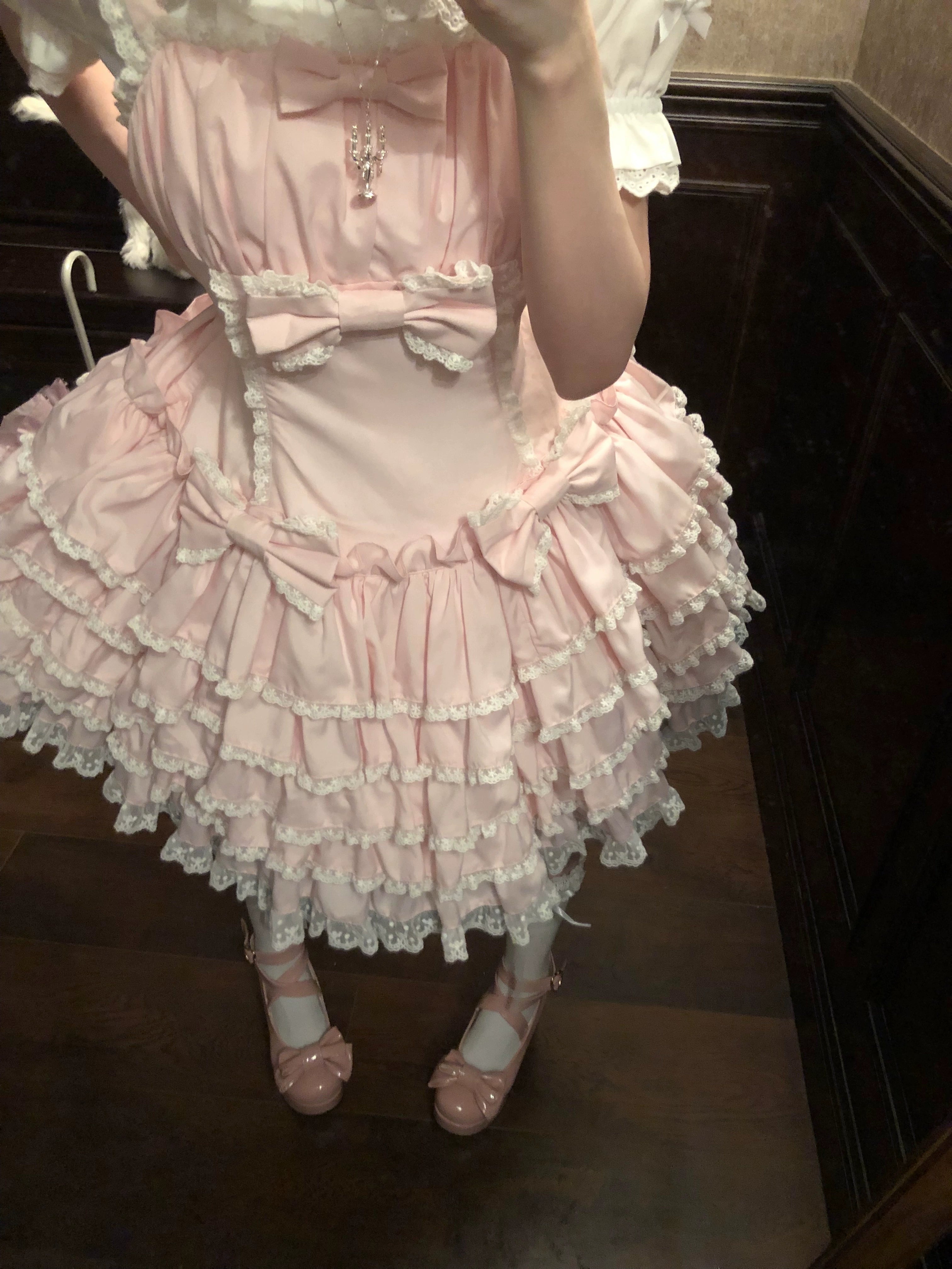 Nn Star~Half Sugar Ism~Sweet Lolita JSK Low Waist Dress With Tiered Hem 43152:768348