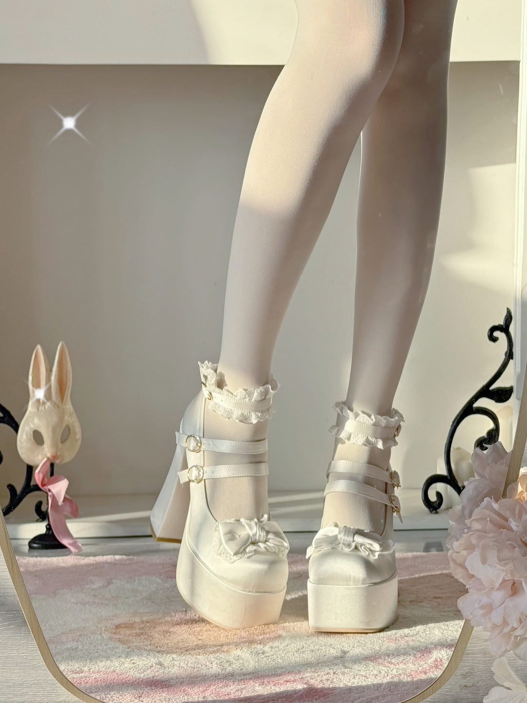 Pure Tea For Dream~Otome Fairy Tale~Sweet Lolita Shoes High Platform Satin Heels 42091:726168