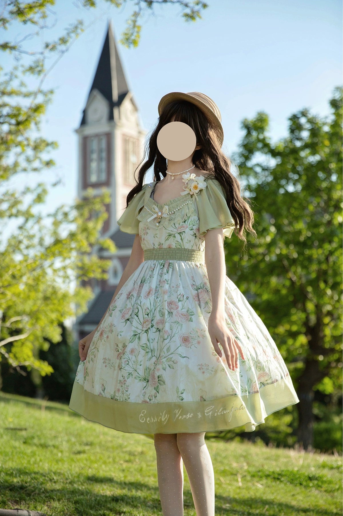 EESSILY - The Rose Dowry - Daily Cotton Lolita OP Dress V-neck Dress