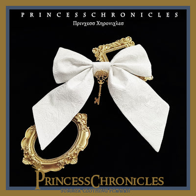 Princess Chronicles~Dark Fairy Tale~Elegant Lolita White Bow Side Clip a  jacquard side clip  