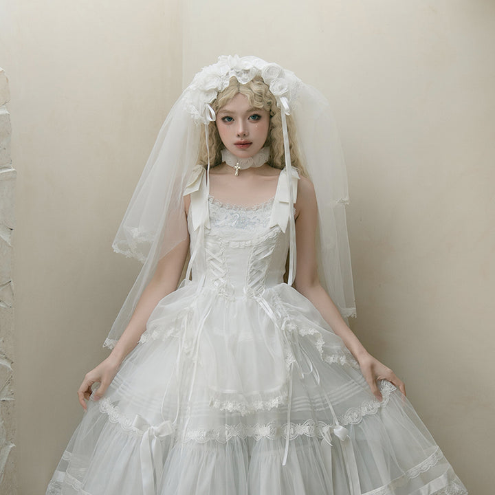 Mademoiselle Pearl~Silk Ballet~Wedding Lolita Veil Accessories Set Veil (White)  