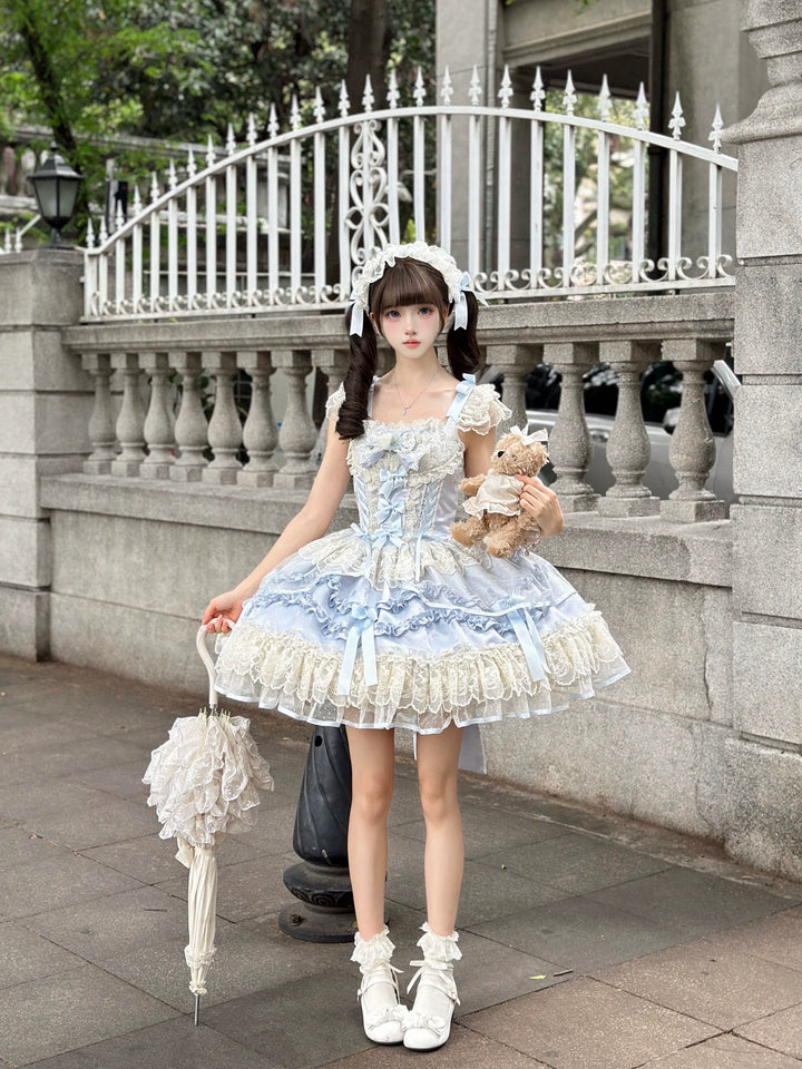 Sugar Girl~Dreamy Butterfly~Ballet-style Sweet Lolita JSK Dress With Large Bow Trailing 43046:763360