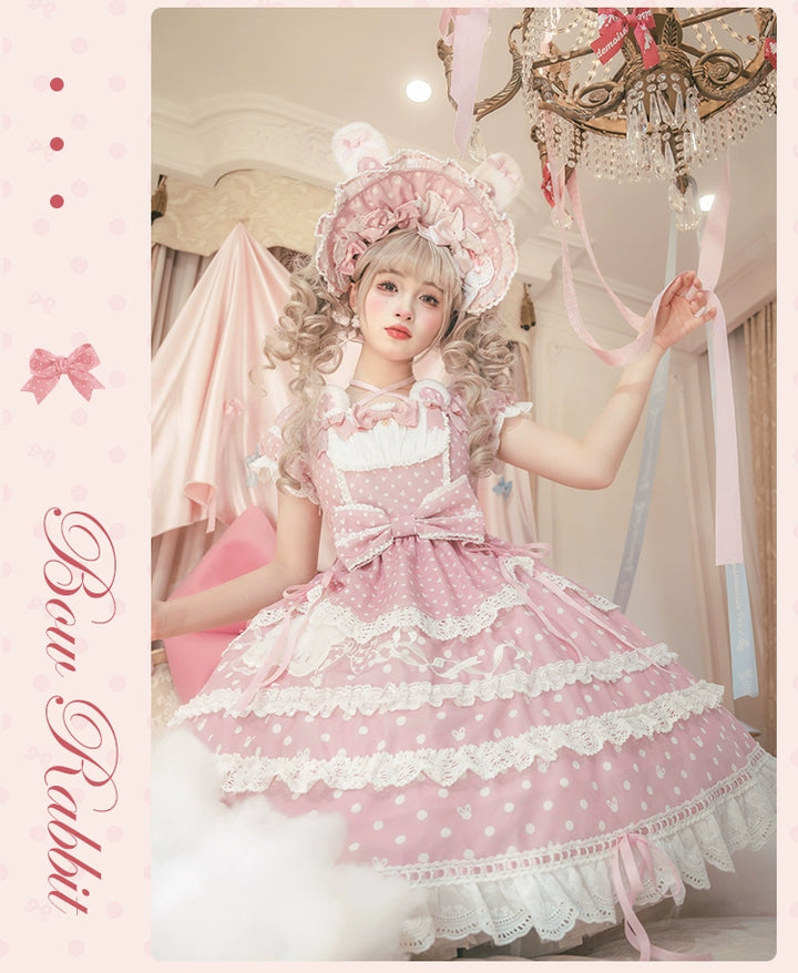 Mademoiselle Pearl~Bow Rabbit~IP Collab Sweet Lolita OP in Multiple Styles 43054:763660
