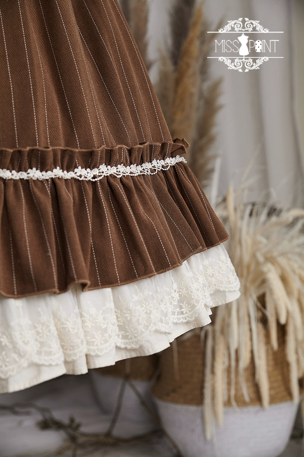 Miss Point~Rose Doll~Elegant Lolita Striped Fishbone Skirt 32524:385124