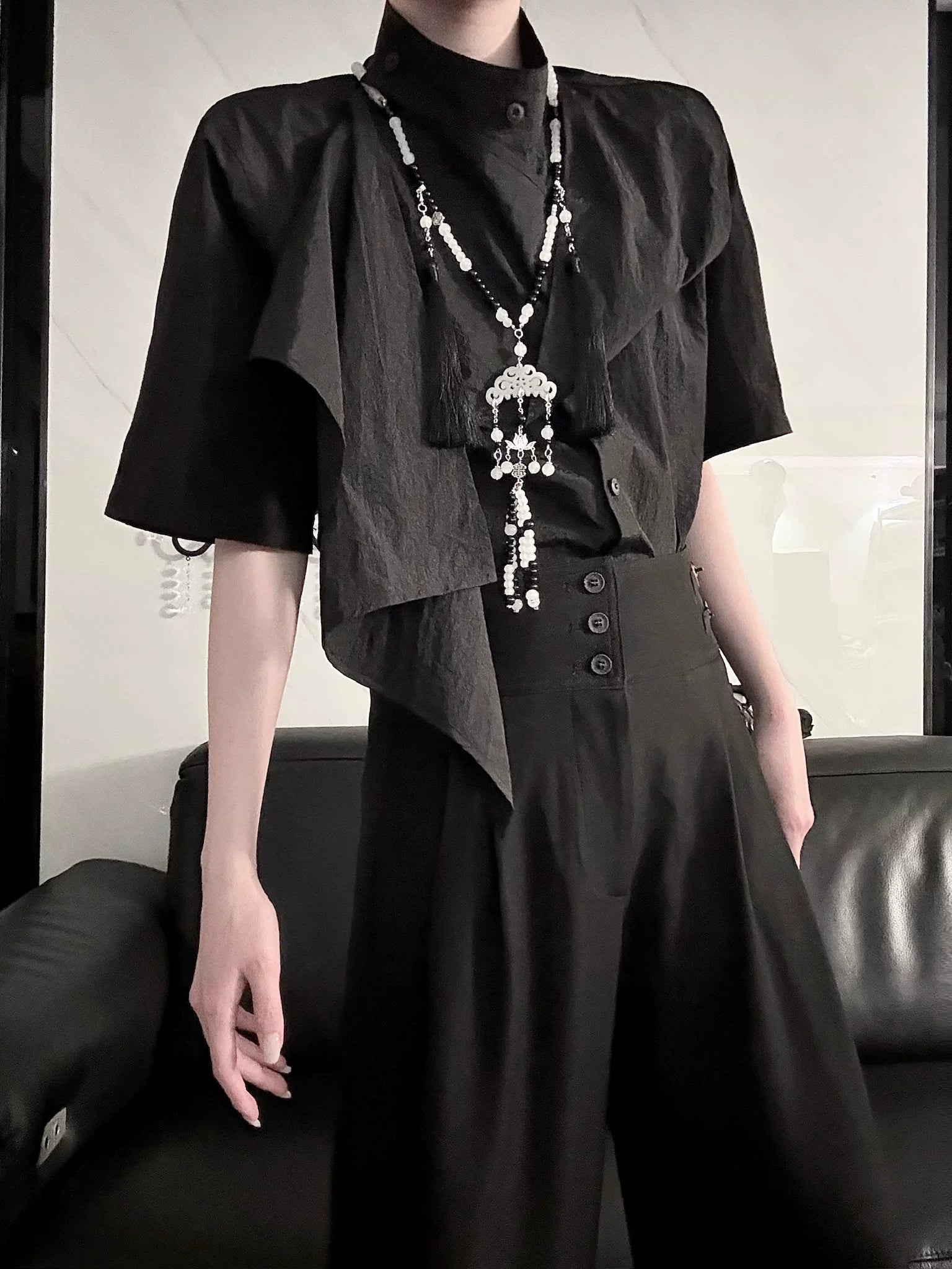 Knight Pants - Ouji Lolita High Waist Wide-Leg Straight Pants 45772:861945