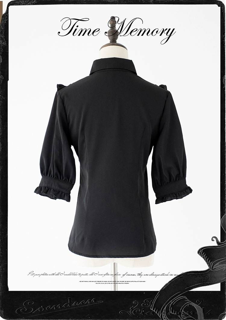 Time Memory~Earl Girl~Chiffon Classic Lolita Shirt with Mid-Length Mutton Sleeves 42822:754467
