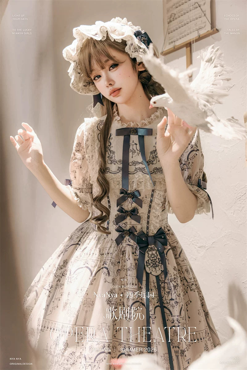 Opera - Cotton Classic Lolita Embroidered Dress, Opera Scene Print 44845:825520