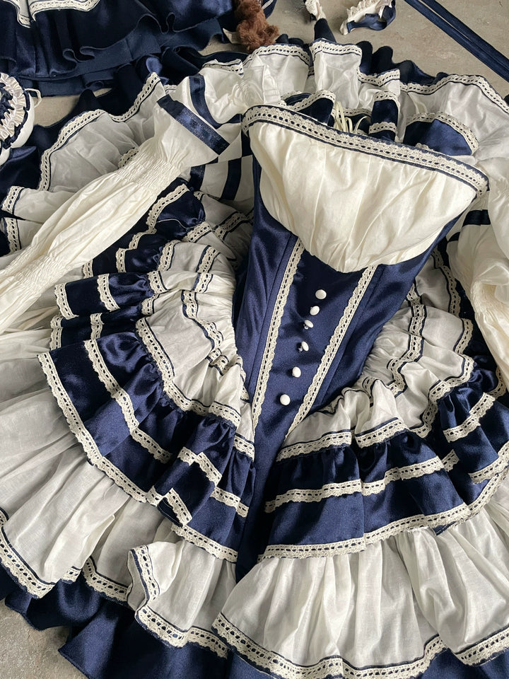 POSHEPOSE~Girl's Shore~High-End Sailor Lolita Dress Set   