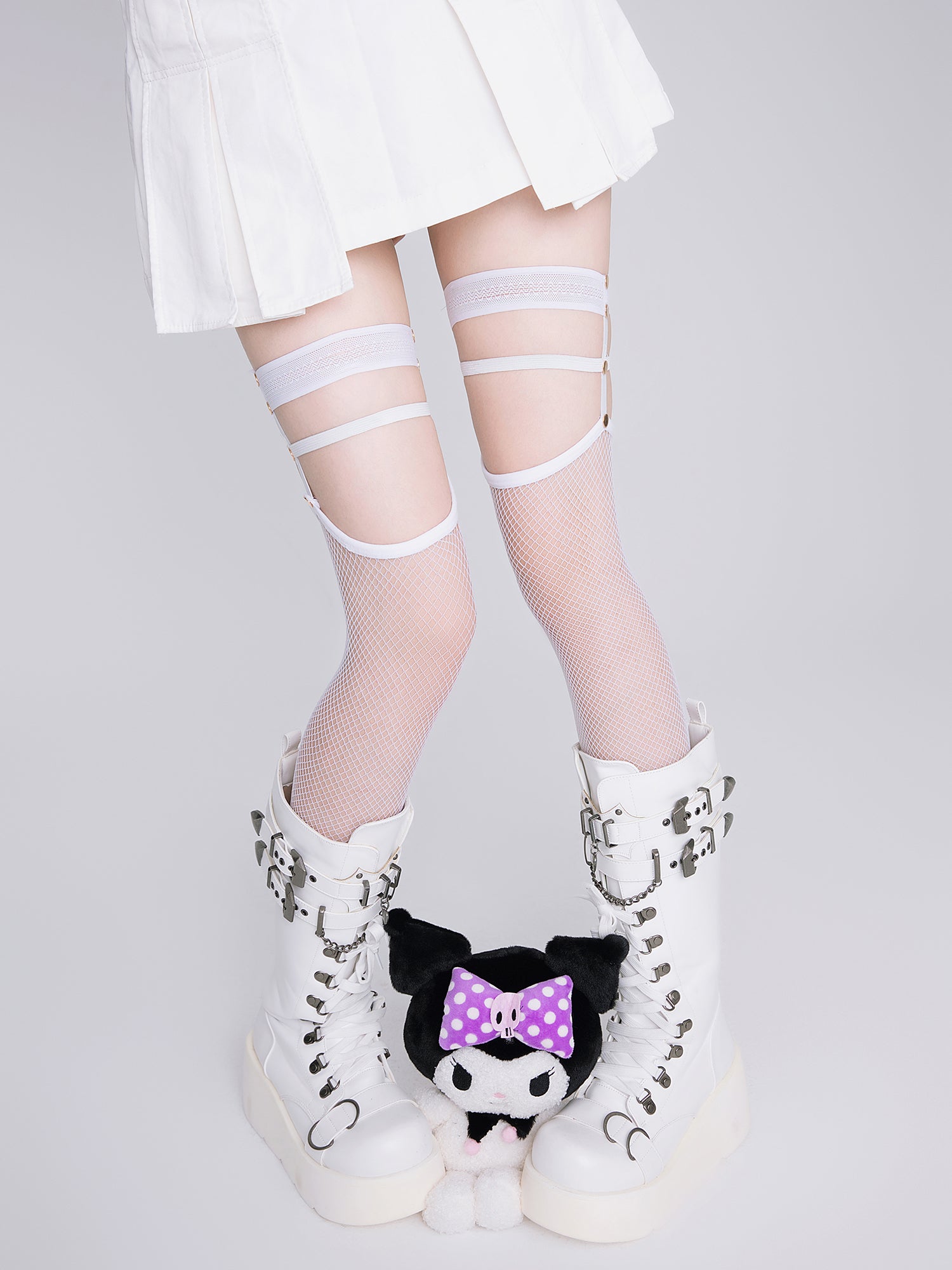 Arrive on the first floor - Punk Lolita Lace Stockings One Size white