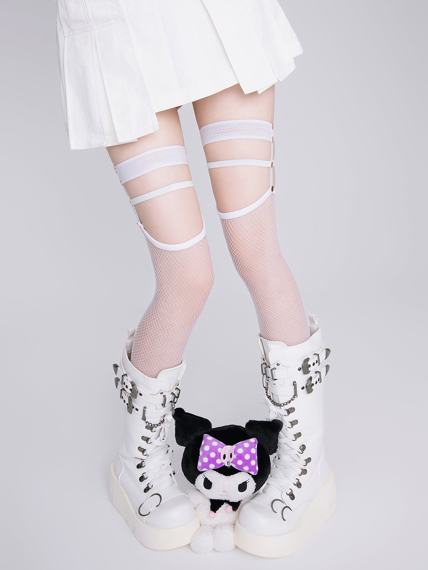 Arrive on the first floor~Punk Lolita Lace Stockings free size white 