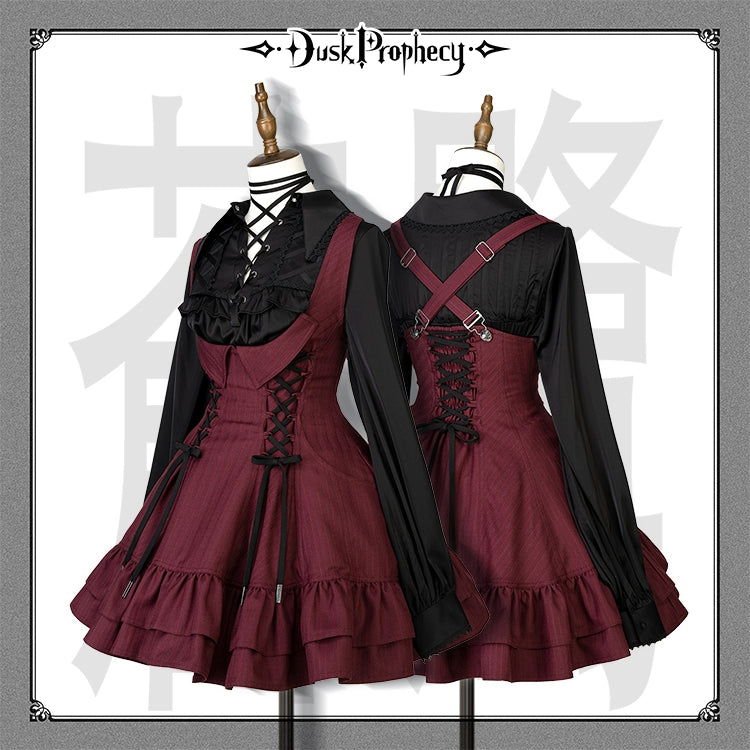 DuskProphecy - Heron - Classic Lolita Striped JSK Dress, Halter Neckline (L M S XL) 44313:802904