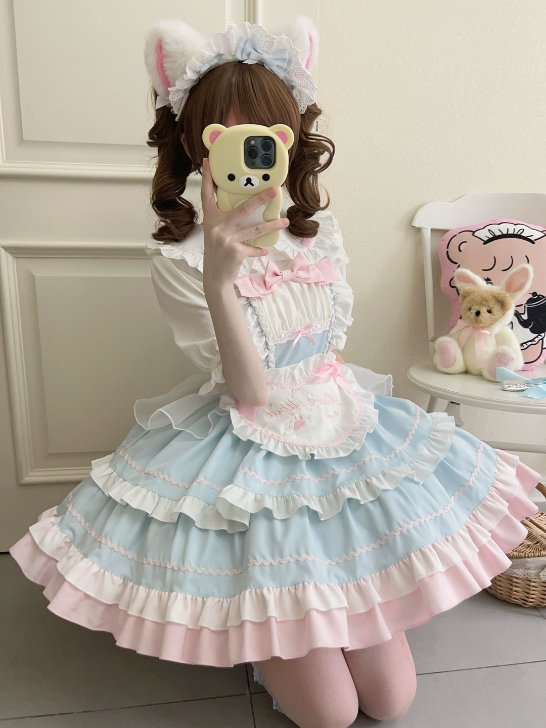 Sugar Girl~Cat Ear Tale~Sweet Lolita Jumper Dress Suspender Dress