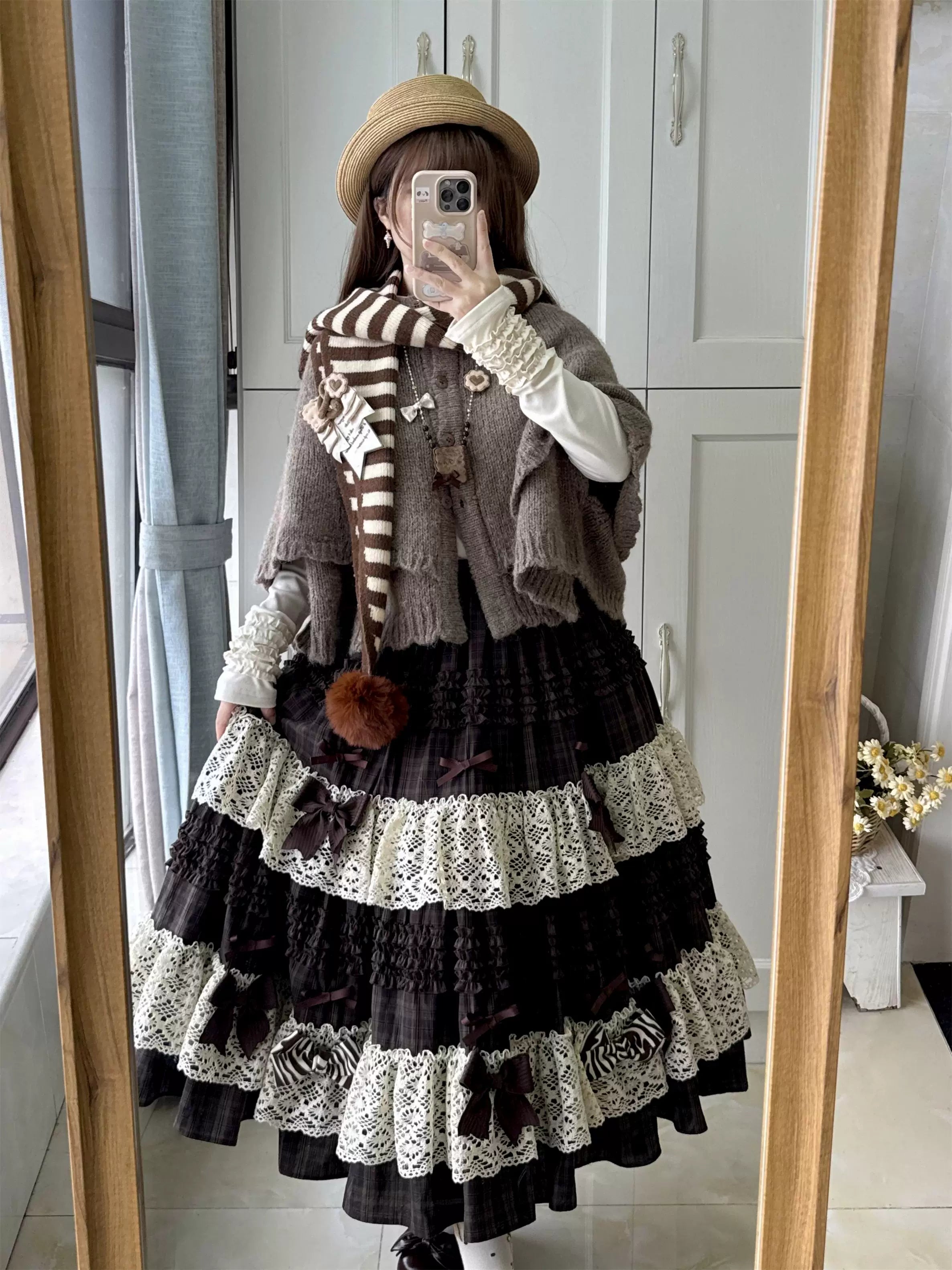 Coco Grace - Plaid Kawaii Lolita JSK Dress, Layered Ruffle & Bow