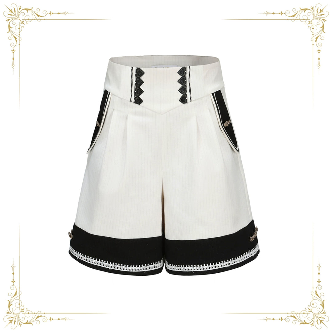 Immortal Thorn - Immortal Duke of Rabbit - Ouji Lolita Shorts With Heart-Shaped Detail White S