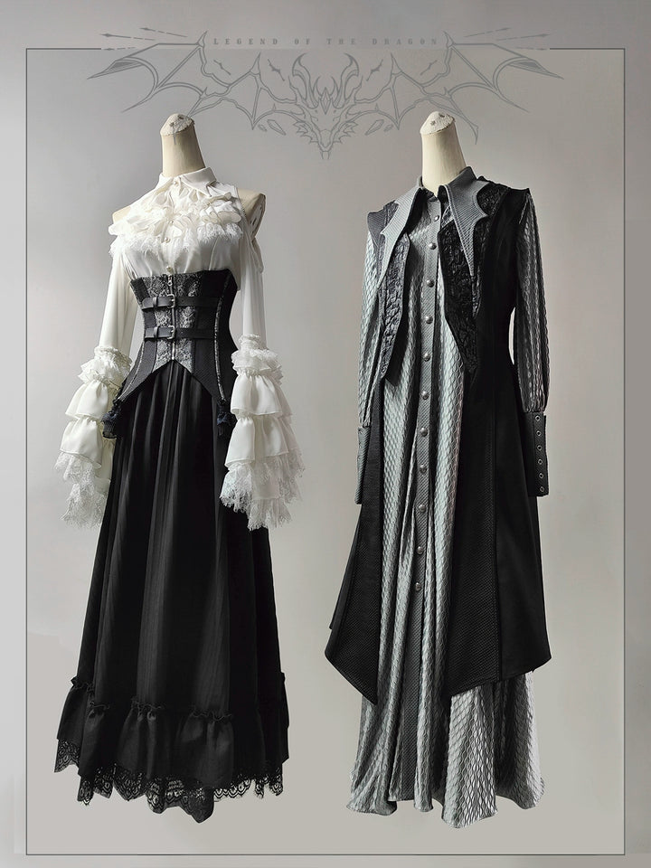 MILU ORIG~He/She is the Dragon~Ouji Lolita Shirt and Gothic Lolita Skirt Suit 42199:731804