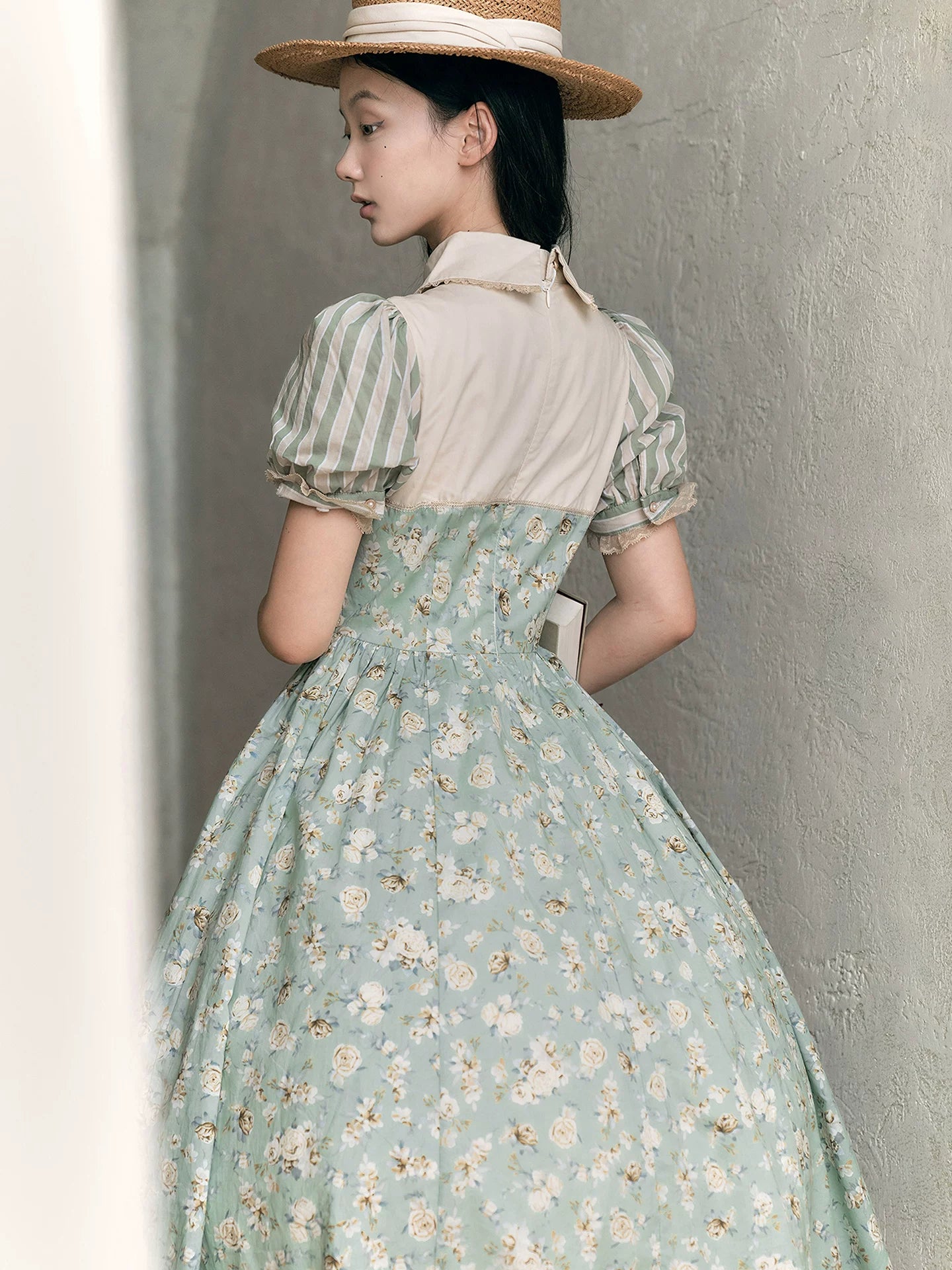 Wild Lotus Collection - Cotton Old School Lolita Dress, Floral Print 45395:850803