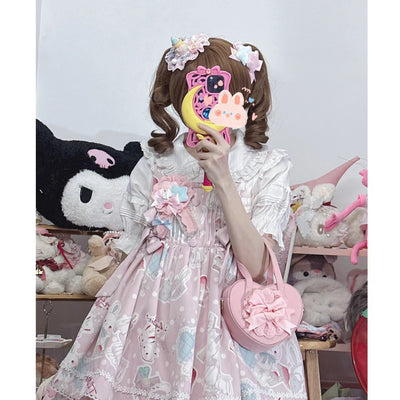 Chestnut Lolita~Kawaii Lolita Heart-Shaped Hand-Held Leather Bag   