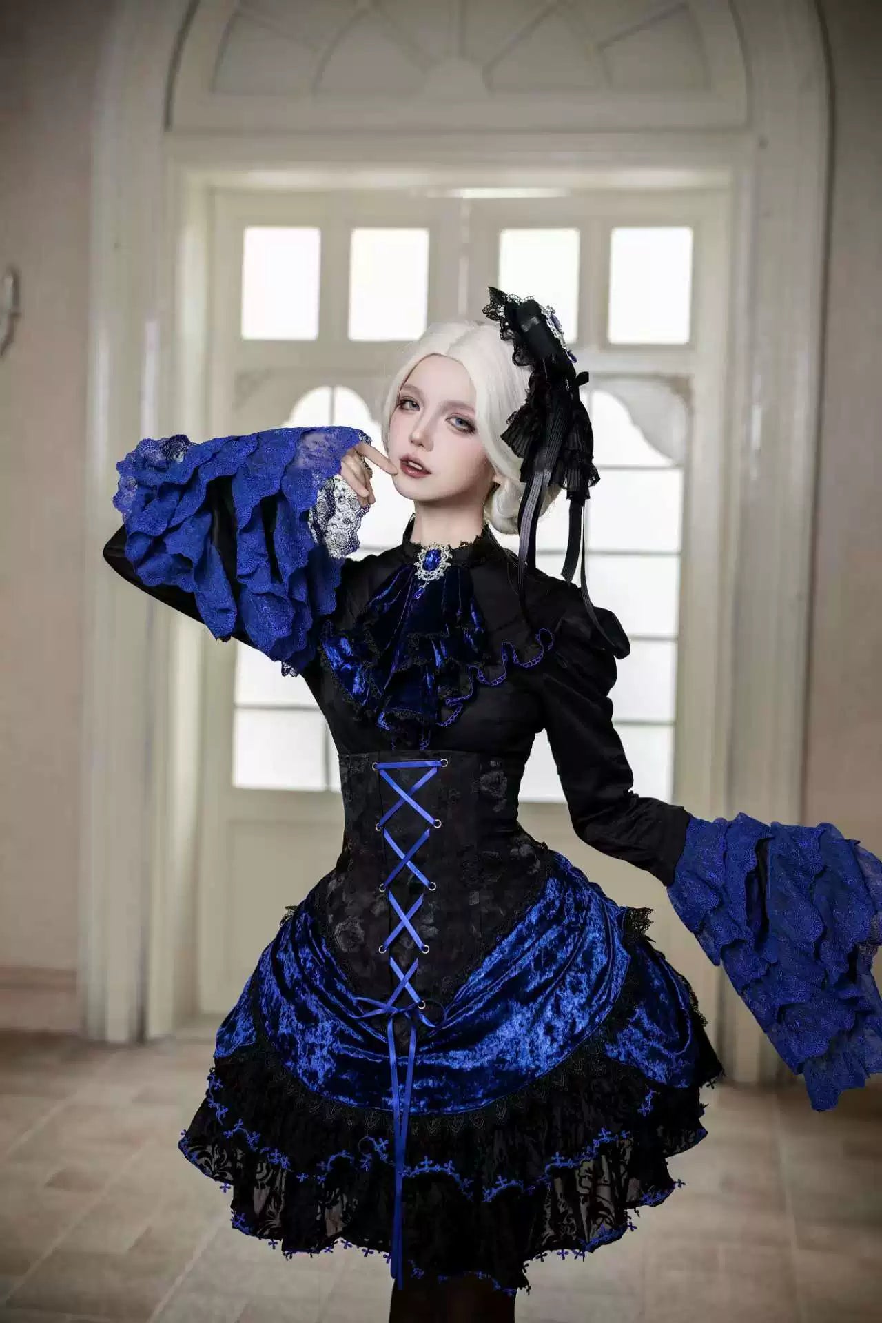Twilight Hour - Gothic Lolita Hime-sleeve Blouse & Corset Skirt Set 45373:845753