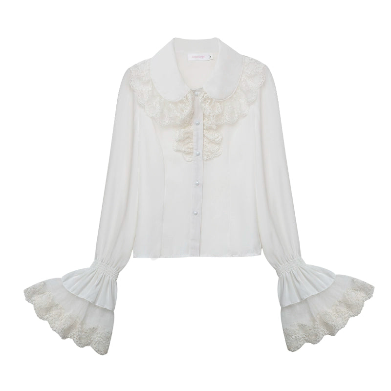 Sweet Angel~Classic Lolita Blouse Lace Chiffon Lolita Shirt