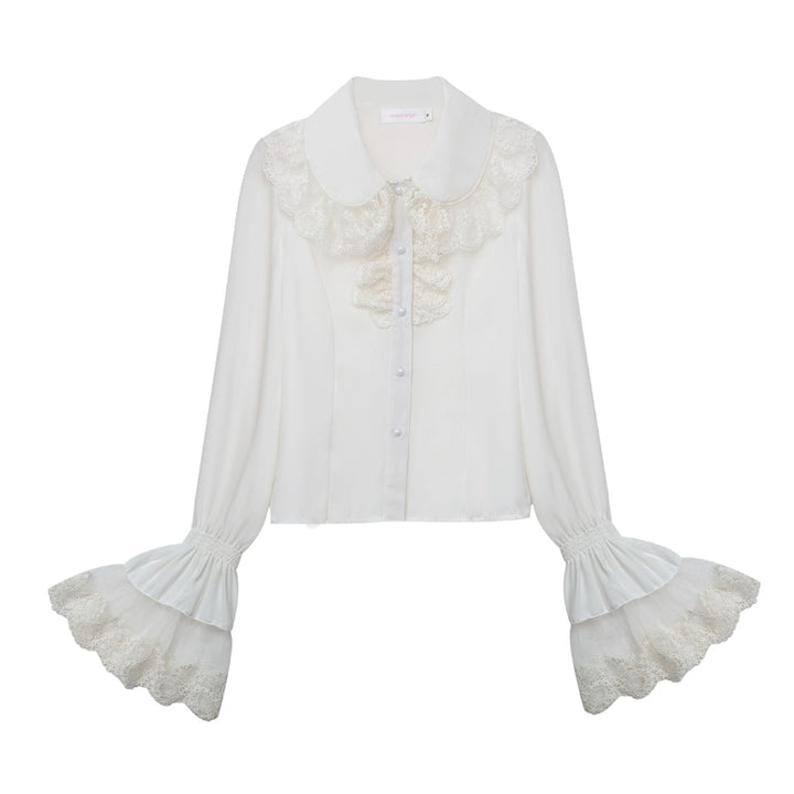 Sweet Angel~Classic Lolita Blouse Lace Chiffon Lolita Shirt