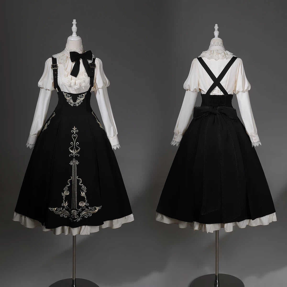 Violin Variations - Gothic Lolita Bust-supporting Dress Set, Violin Embroidery