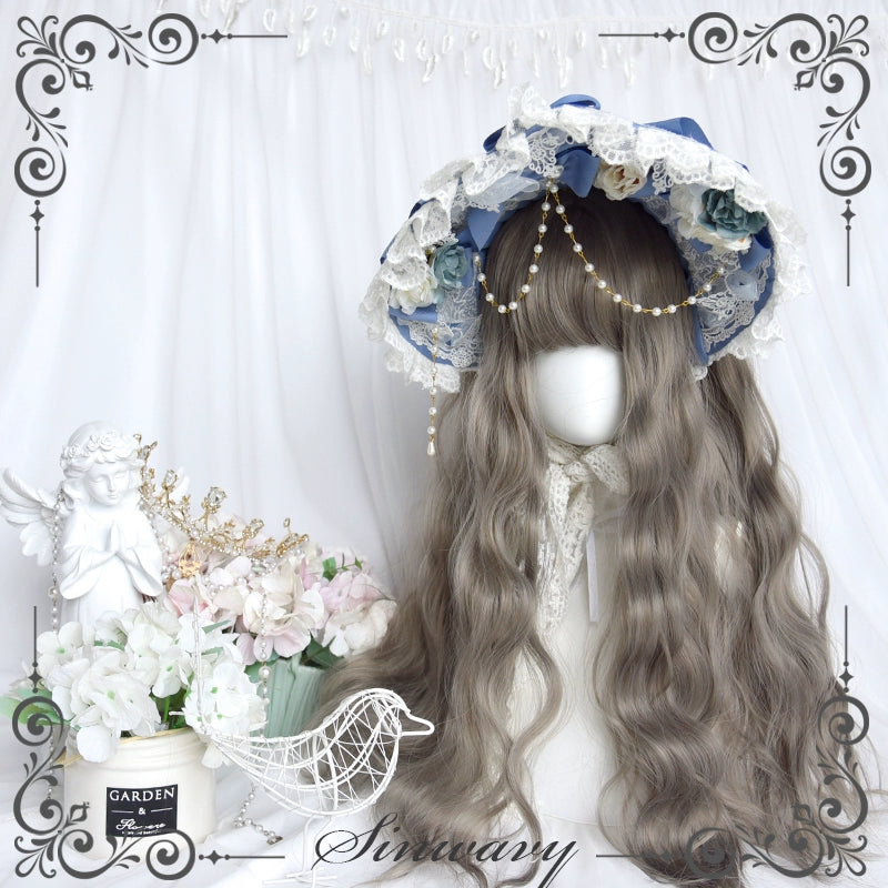 Sinwavy~Elegant Lolita Wig Ash Linen Grey Curly Wig   