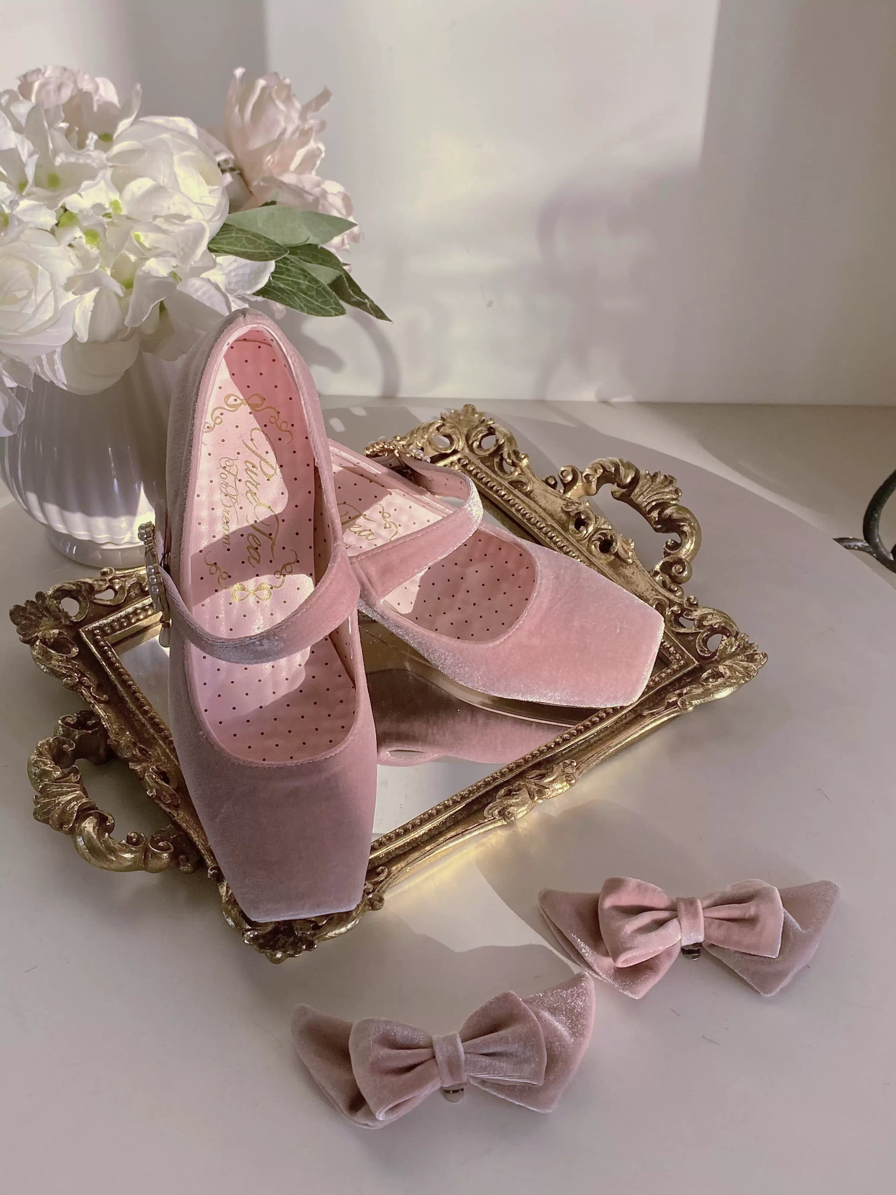 Pure tea for dream~Angel Velvet~Sweet Lolita Shoes Mid-heel Velvet Shoes 32816:394198